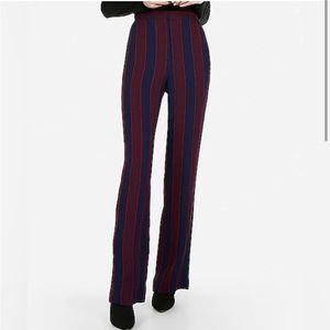 EXPRESS Women’s 6 Wide Leg Super High Rise Striped Pants Blue Red Maroon 70s
